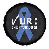 Funny Check Your Colon Colorectal Cancer Awareness Spare Tire Cover Dark Blue Ribbon
