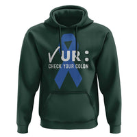 Funny Check Your Colon Colorectal Cancer Awareness Hoodie Dark Blue Ribbon