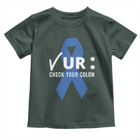 Funny Check Your Colon Colorectal Cancer Awareness Toddler T Shirt Dark Blue Ribbon
