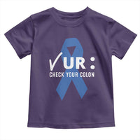 Funny Check Your Colon Colorectal Cancer Awareness Toddler T Shirt Dark Blue Ribbon