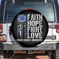 Colon Cancer Awareness Spare Tire Cover Faith Hope Fight Love Sunflower USA Flag