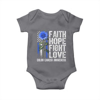 Colon Cancer Awareness Baby Onesie Faith Hope Fight Love Sunflower USA Flag