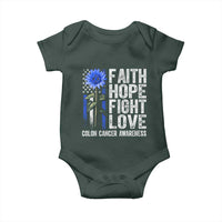 Colon Cancer Awareness Baby Onesie Faith Hope Fight Love Sunflower USA Flag