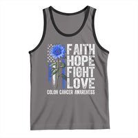 Colon Cancer Awareness Tank Top Faith Hope Fight Love Sunflower USA Flag