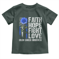 Colon Cancer Awareness Toddler T Shirt Faith Hope Fight Love Sunflower USA Flag