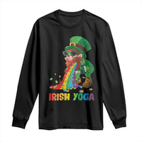 Funny Irish Yoga St Patrick's Day Beer Drinking Long Sleeve Shirt Drunk Leprechaun