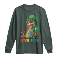 Funny Irish Yoga St Patrick's Day Beer Drinking Long Sleeve Shirt Drunk Leprechaun