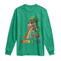 Funny Irish Yoga St Patrick's Day Beer Drinking Long Sleeve Shirt Drunk Leprechaun