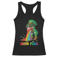 Funny Irish Yoga St Patrick's Day Beer Drinking Racerback Tank Top Drunk Leprechaun