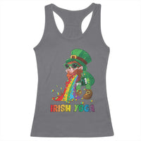 Funny Irish Yoga St Patrick's Day Beer Drinking Racerback Tank Top Drunk Leprechaun