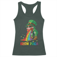 Funny Irish Yoga St Patrick's Day Beer Drinking Racerback Tank Top Drunk Leprechaun