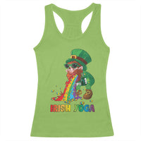 Funny Irish Yoga St Patrick's Day Beer Drinking Racerback Tank Top Drunk Leprechaun