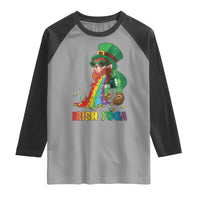 Funny Irish Yoga St Patrick's Day Beer Drinking Raglan Shirt Drunk Leprechaun