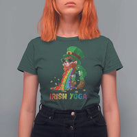 Funny Irish Yoga St Patrick's Day Beer Drinking T Shirt For Women Drunk Leprechaun