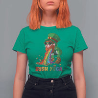 Funny Irish Yoga St Patrick's Day Beer Drinking T Shirt For Women Drunk Leprechaun