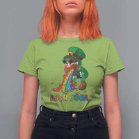 Funny Irish Yoga St Patrick's Day Beer Drinking T Shirt For Women Drunk Leprechaun
