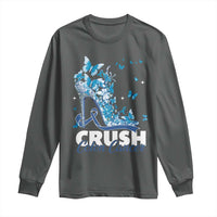 Crush Colon Cancer Long Sleeve Shirt Colorectal Cancer Awareness Bling Blue Ribbon High Heel