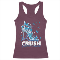 Crush Colon Cancer Racerback Tank Top Colorectal Cancer Awareness Bling Blue Ribbon High Heel