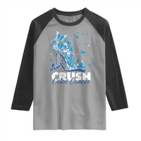 Crush Colon Cancer Raglan Shirt Colorectal Cancer Awareness Bling Blue Ribbon High Heel