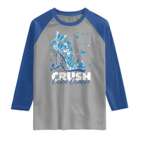 Crush Colon Cancer Raglan Shirt Colorectal Cancer Awareness Bling Blue Ribbon High Heel