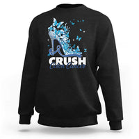 Crush Colon Cancer Sweatshirt Colorectal Cancer Awareness Bling Blue Ribbon High Heel