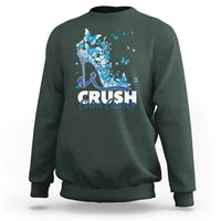 Crush Colon Cancer Sweatshirt Colorectal Cancer Awareness Bling Blue Ribbon High Heel