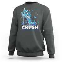 Crush Colon Cancer Sweatshirt Colorectal Cancer Awareness Bling Blue Ribbon High Heel