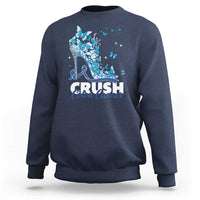 Crush Colon Cancer Sweatshirt Colorectal Cancer Awareness Bling Blue Ribbon High Heel