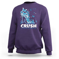 Crush Colon Cancer Sweatshirt Colorectal Cancer Awareness Bling Blue Ribbon High Heel
