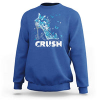 Crush Colon Cancer Sweatshirt Colorectal Cancer Awareness Bling Blue Ribbon High Heel