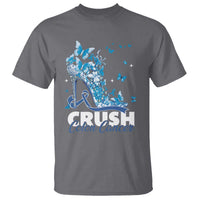 Crush Colon Cancer T Shirt Colorectal Cancer Awareness Bling Blue Ribbon High Heel