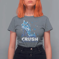 Crush Colon Cancer T Shirt For Women Colorectal Cancer Awareness Bling Blue Ribbon High Heel