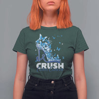 Crush Colon Cancer T Shirt For Women Colorectal Cancer Awareness Bling Blue Ribbon High Heel