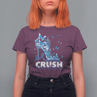 Crush Colon Cancer T Shirt For Women Colorectal Cancer Awareness Bling Blue Ribbon High Heel