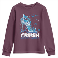 Crush Colon Cancer Youth Sweatshirt Colorectal Cancer Awareness Bling Blue Ribbon High Heel