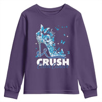 Crush Colon Cancer Youth Sweatshirt Colorectal Cancer Awareness Bling Blue Ribbon High Heel