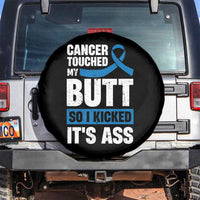 Colon Cancer Awareness Spare Tire Cover Cancer Touched My Butt So I Kicked It's Ass Dark Blue Ribbon