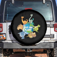 Earth Day Save Our Planet Spare Tire Cover Cute Dinosaurs Around World