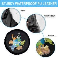 Earth Day Save Our Planet Spare Tire Cover Cute Dinosaurs Around World