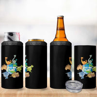 Earth Day Save Our Planet 4 in 1 Can Cooler Tumbler Cute Dinosaurs Around World