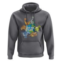 Earth Day Save Our Planet Hoodie Cute Dinosaurs Around World