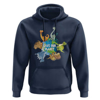 Earth Day Save Our Planet Hoodie Cute Dinosaurs Around World