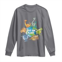 Earth Day Save Our Planet Long Sleeve Shirt Cute Dinosaurs Around World