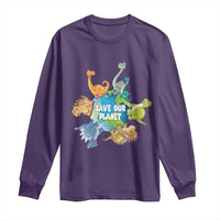 Earth Day Save Our Planet Long Sleeve Shirt Cute Dinosaurs Around World