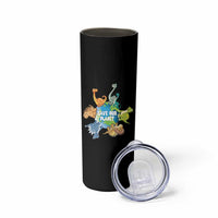 Earth Day Save Our Planet Skinny Tumbler Cute Dinosaurs Around World
