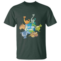 Earth Day Save Our Planet T Shirt Cute Dinosaurs Around World
