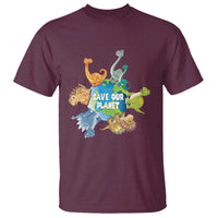 Earth Day Save Our Planet T Shirt Cute Dinosaurs Around World