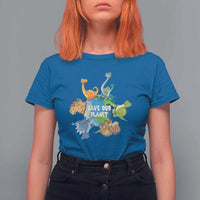 Earth Day Save Our Planet T Shirt For Women Cute Dinosaurs Around World