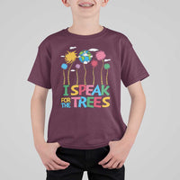 Funny Earth Day I Speak For The Trees T Shirt For Kid Hippie Trees