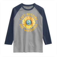 Earth Day Tree Hugging Dirt Worshipper Raglan Shirt Earth Sunflower